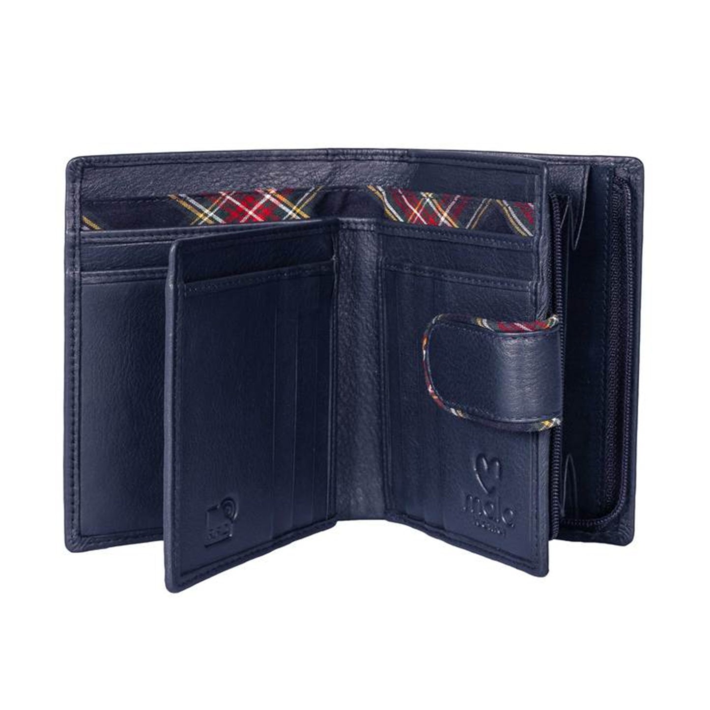 Braemar Tall Leather Tab Wallet - Blue