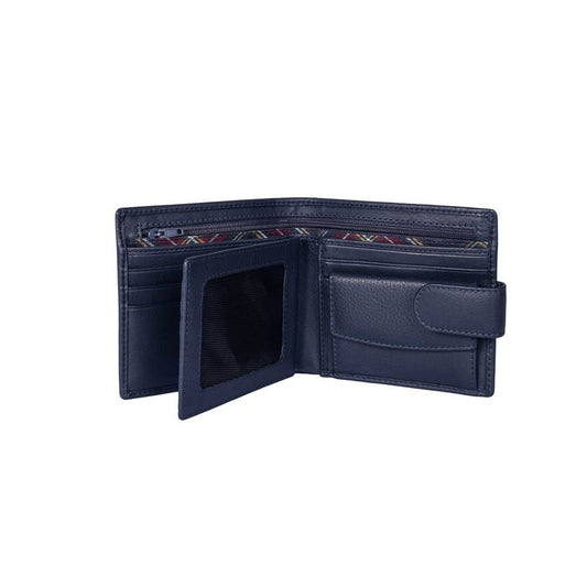 Men's Braemar Leather Tab Wallet with Coin Pocket - Blue