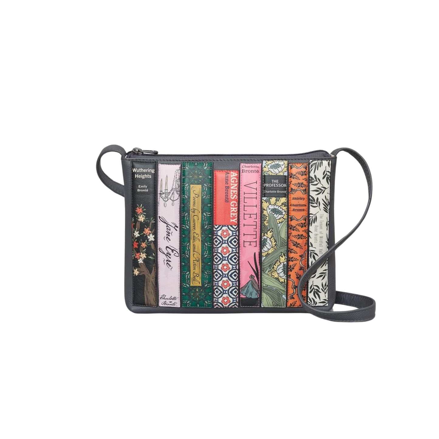 Bronte Bookworm Leather Crossbody Bag - Grey