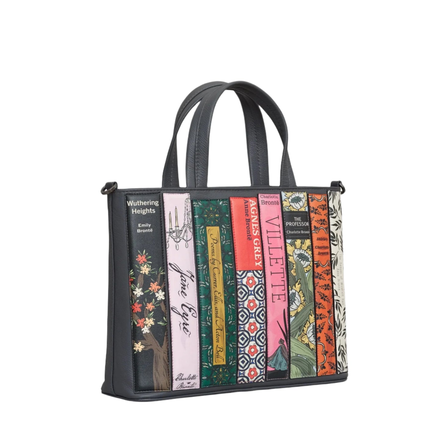 Bronte Bookworm Leather Grab Bag - Grey