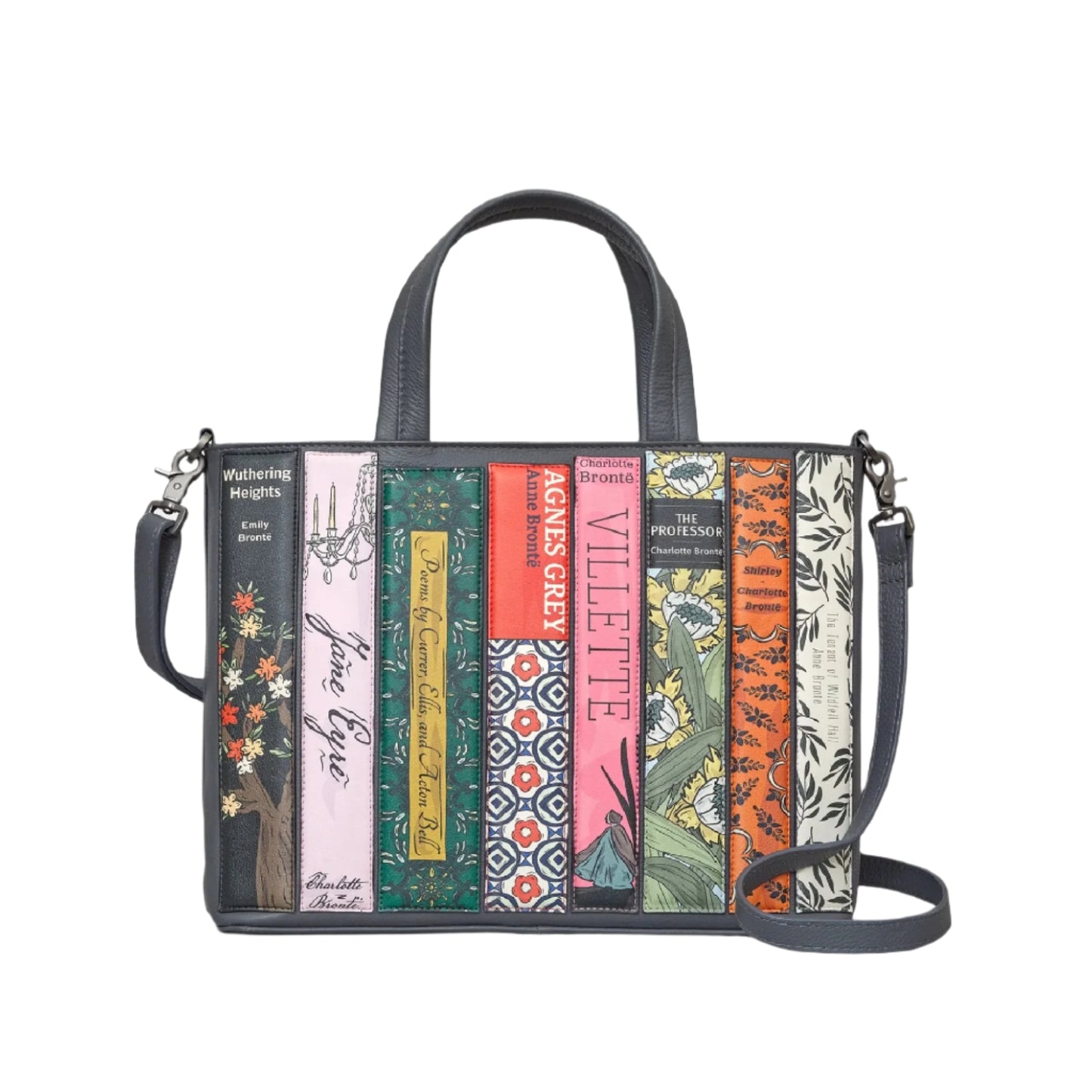 Bronte Bookworm Leather Grab Bag - Grey