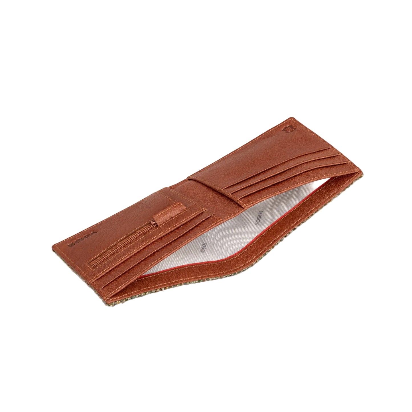Highland Cow Harris Tweed Men's Leather Wallet - Brown