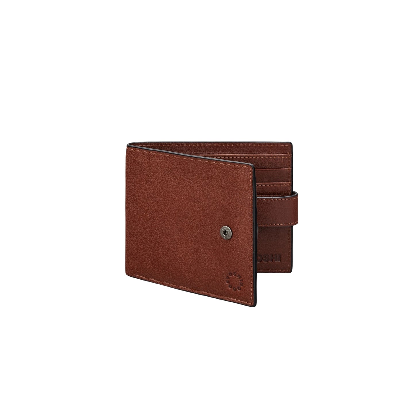 Two Fold Brown Men's Leather Wallet With Tab