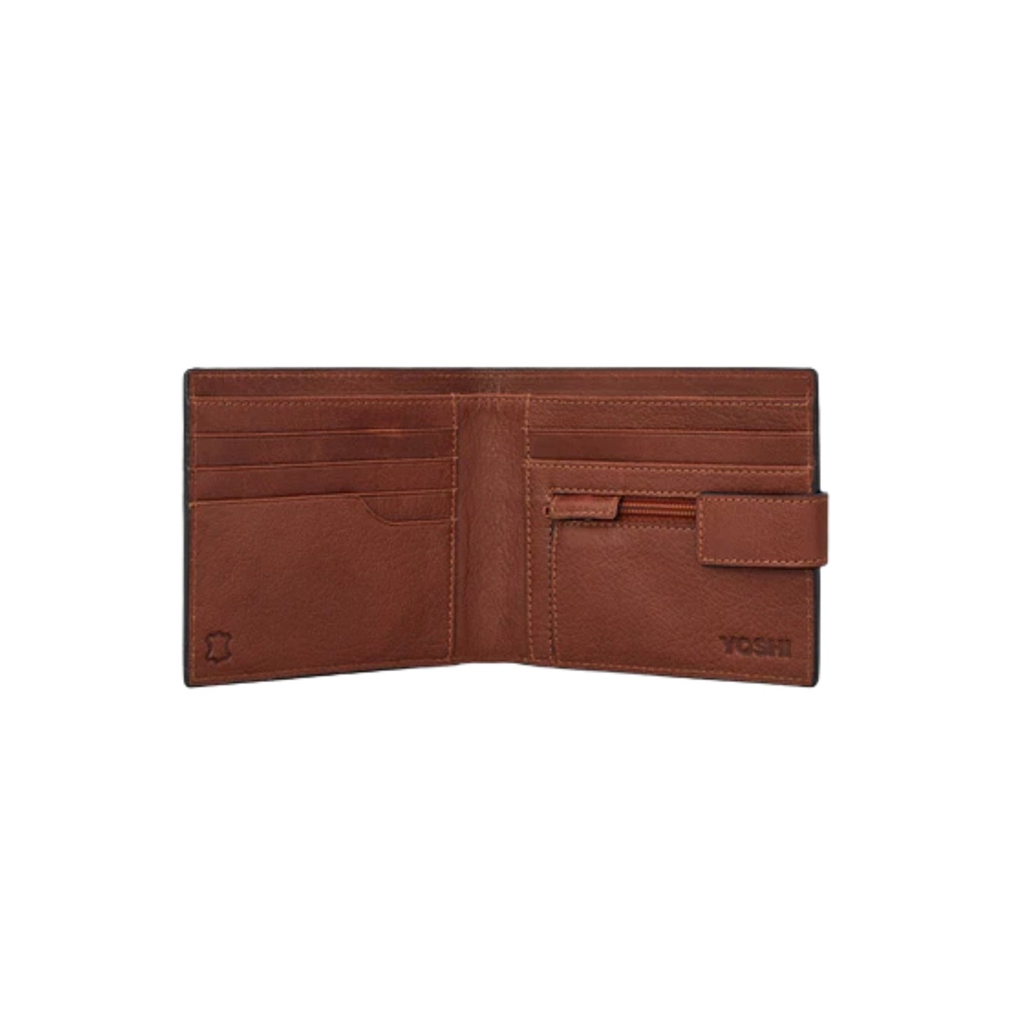 Two Fold Brown Men's Leather Wallet With Tab