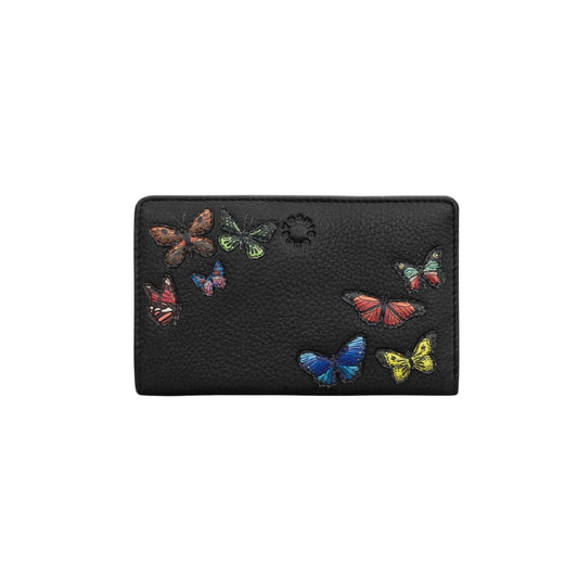Amongst Butterflies Oxford Leather Purse - Black