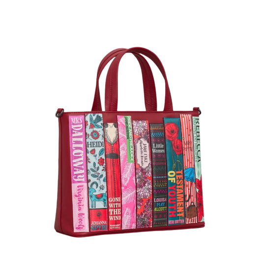 Cherry Bookworm Leather Grab Bag - Red