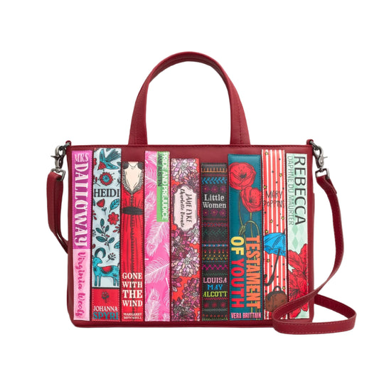 Cherry Bookworm Leather Grab Bag - Red