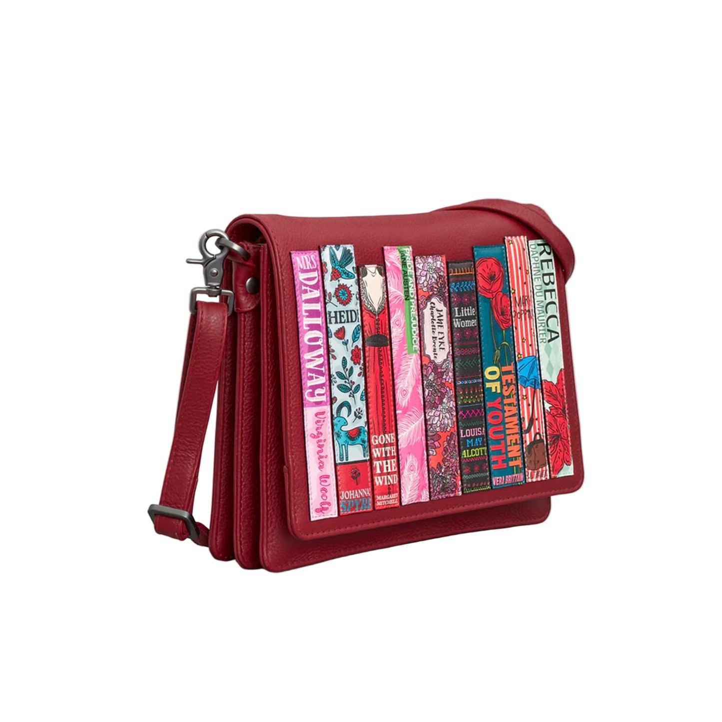 Cherry Bookworm Leather Flapover Crossbody Bag - Red
