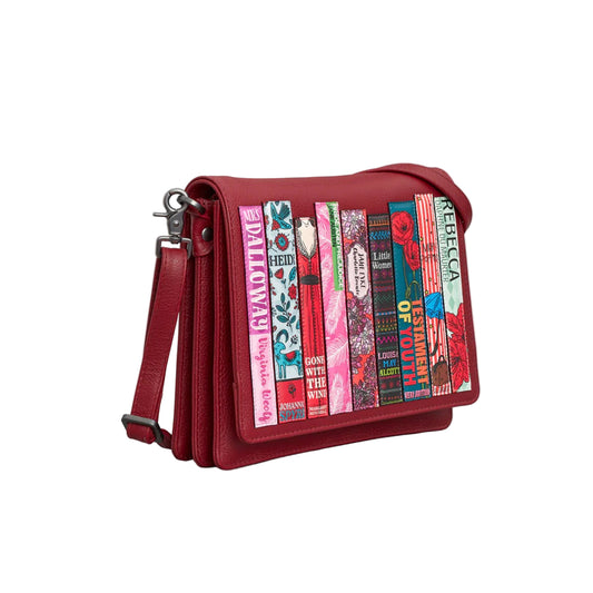 Cherry Bookworm Leather Flapover Crossbody Bag - Red