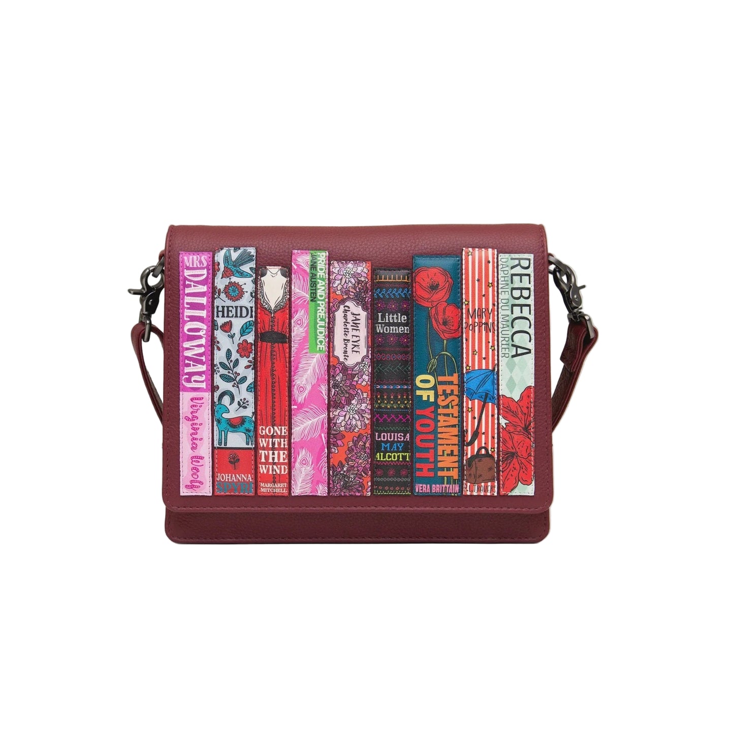 Cherry Bookworm Leather Flapover Crossbody Bag - Red