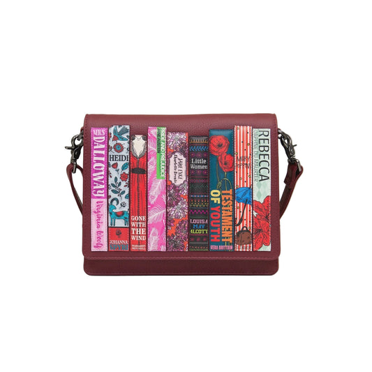 Cherry Bookworm Leather Flapover Crossbody Bag - Red