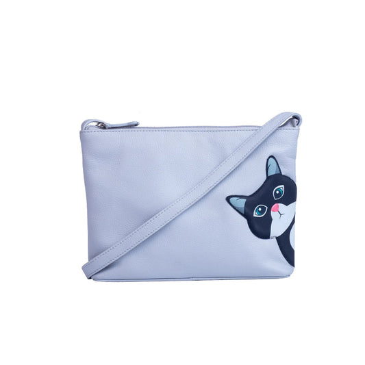 Cleo the Cat Leather Cross Body - Grey
