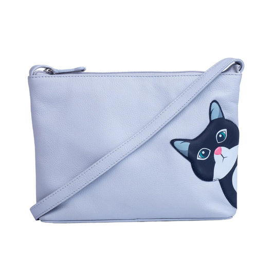 Cleo the Cat Leather Cross Body - Grey