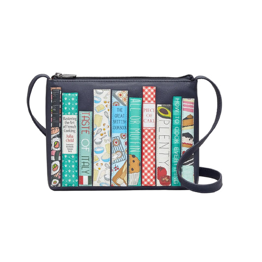 Cookbook Bookworm Leather Crossbody Bag - Navy
