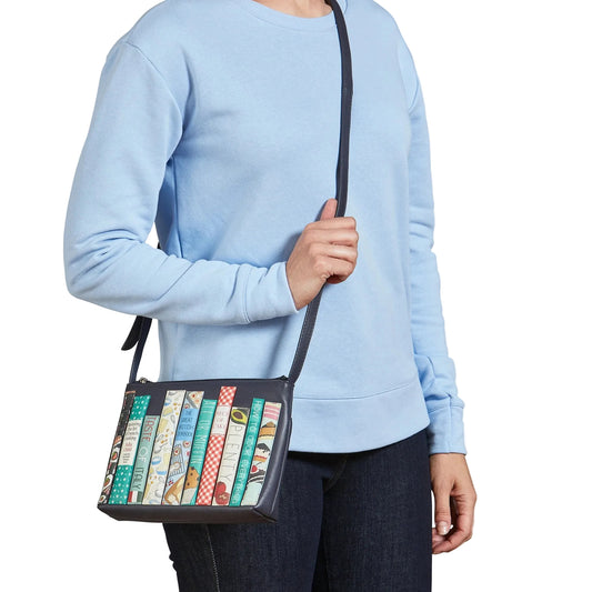 Cookbook Bookworm Leather Crossbody Bag - Navy