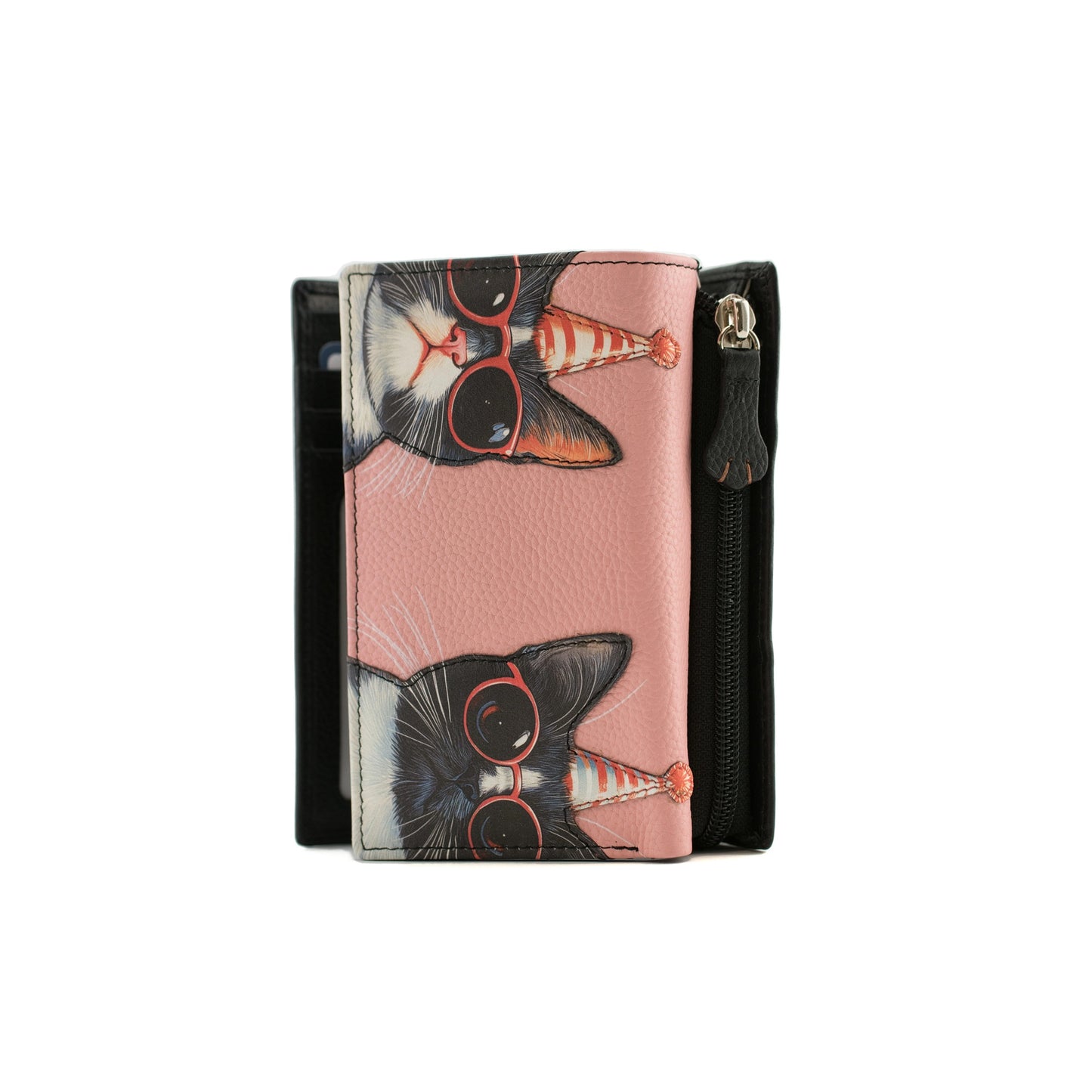 Cool Cats Large Tri-Fold Leather Purse