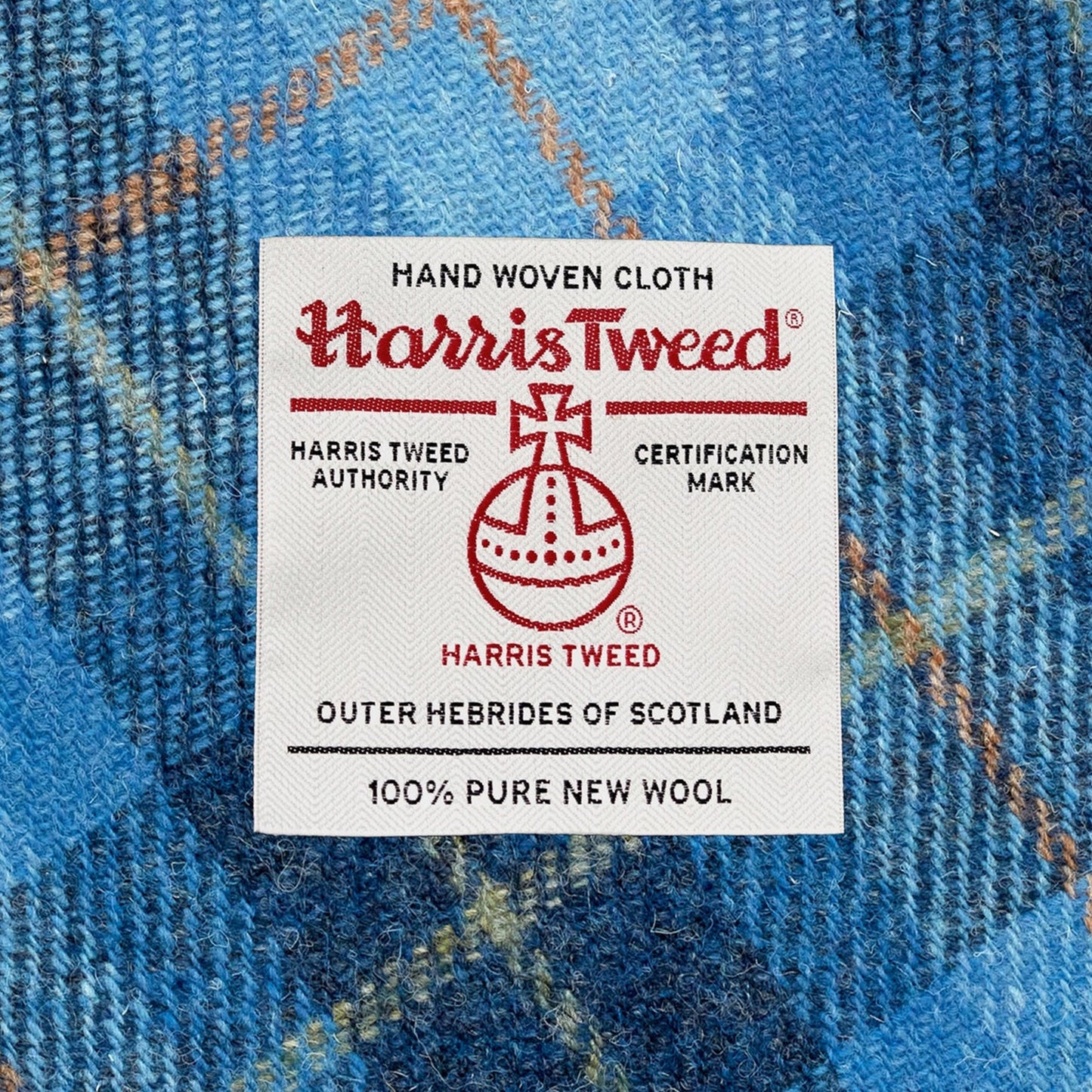 Highland Cow Blue Tweed Leather Crossbody Bag