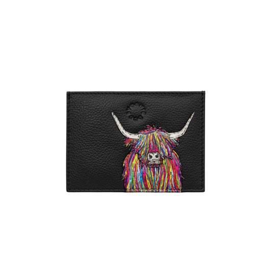 Highland Cow & Coin Leather Purse - Black