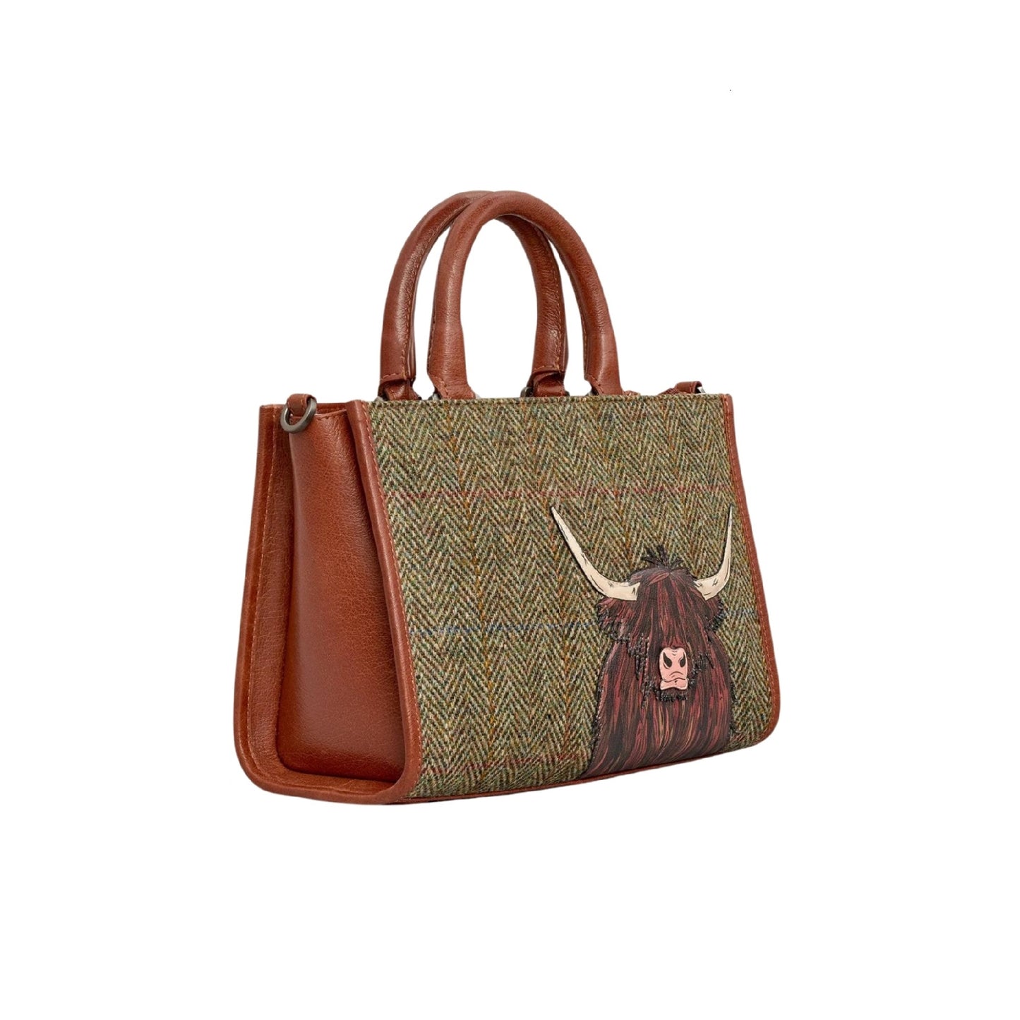 Highland Cow Tweed & Leather Grab Bag