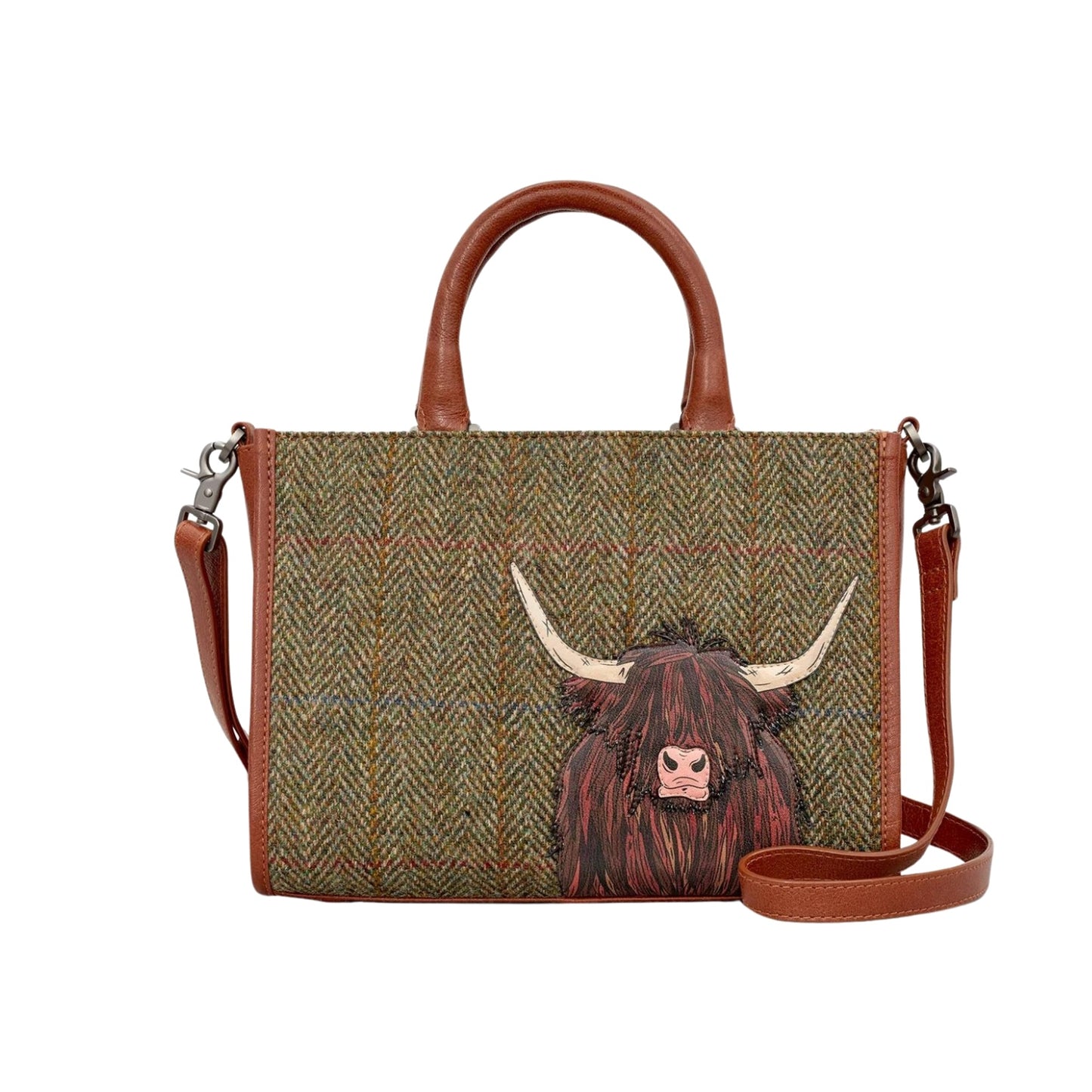 Highland Cow Tweed & Leather Grab Bag