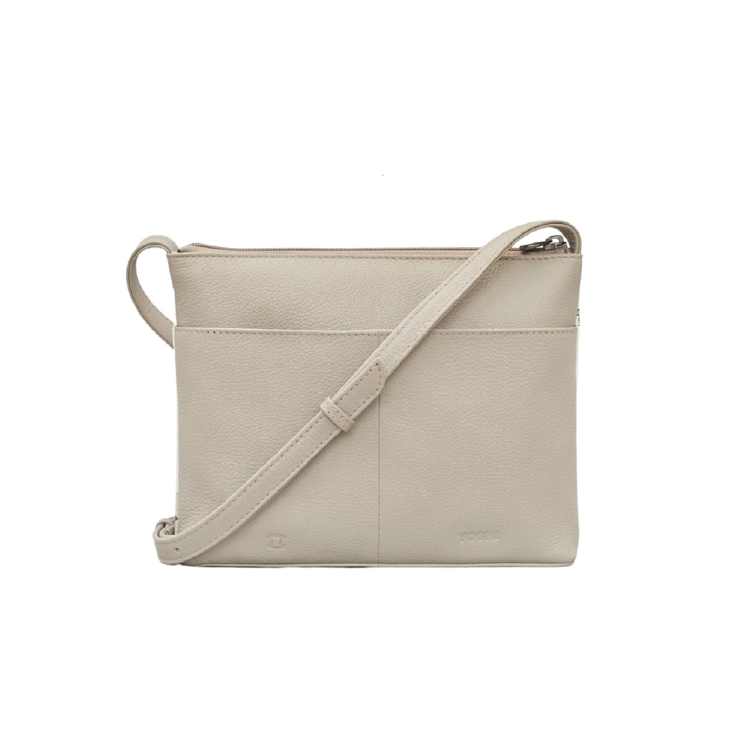 Petals & Feathers Leather Crossbody Bag - Warm Grey