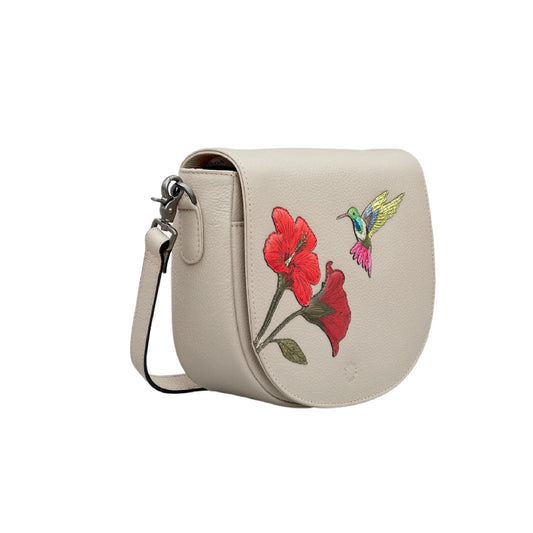 Yoshi Goods Petals & Feathers Hummingbird Leather Flap Over Bag NZ