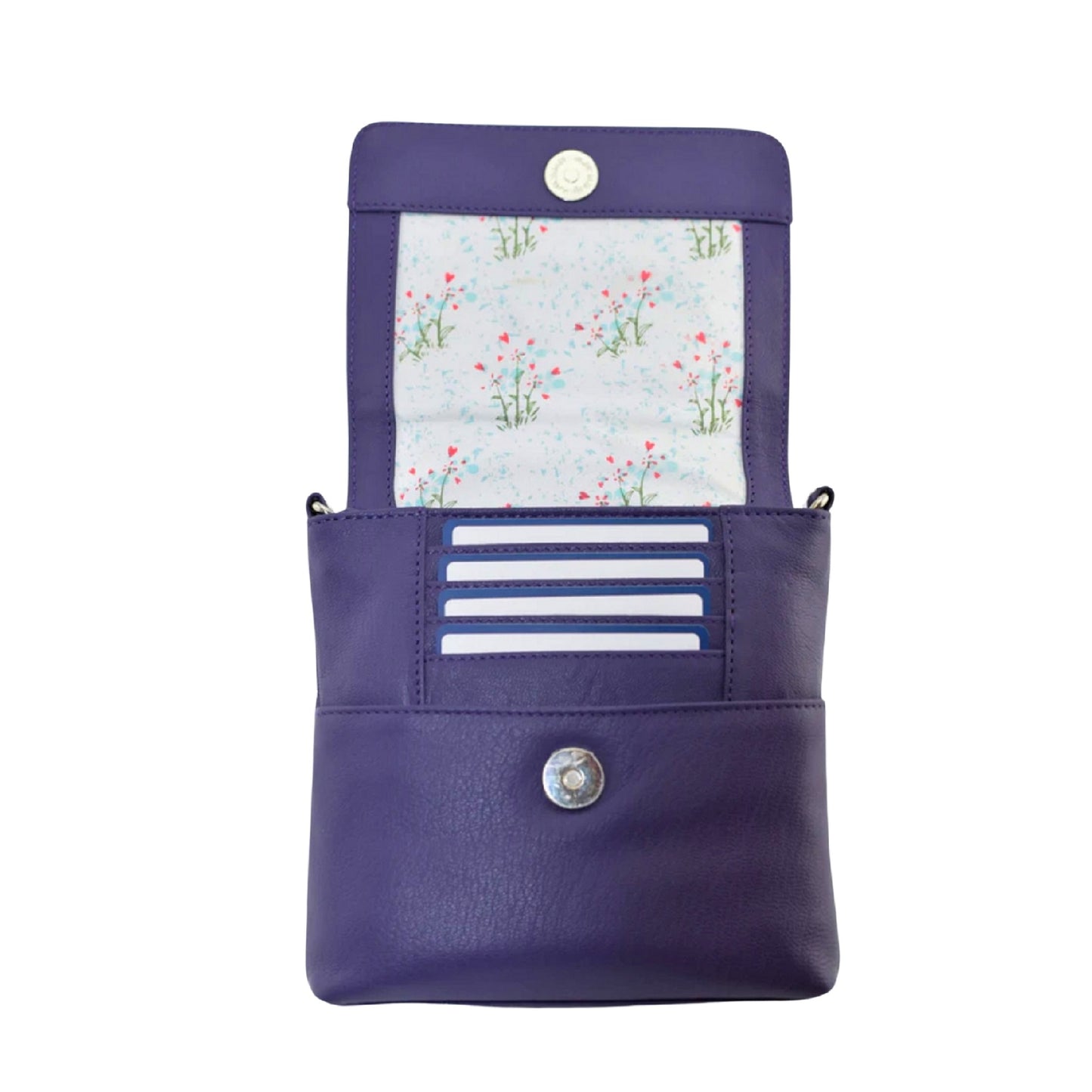 Juno Flap Leather Cross Body - Purple