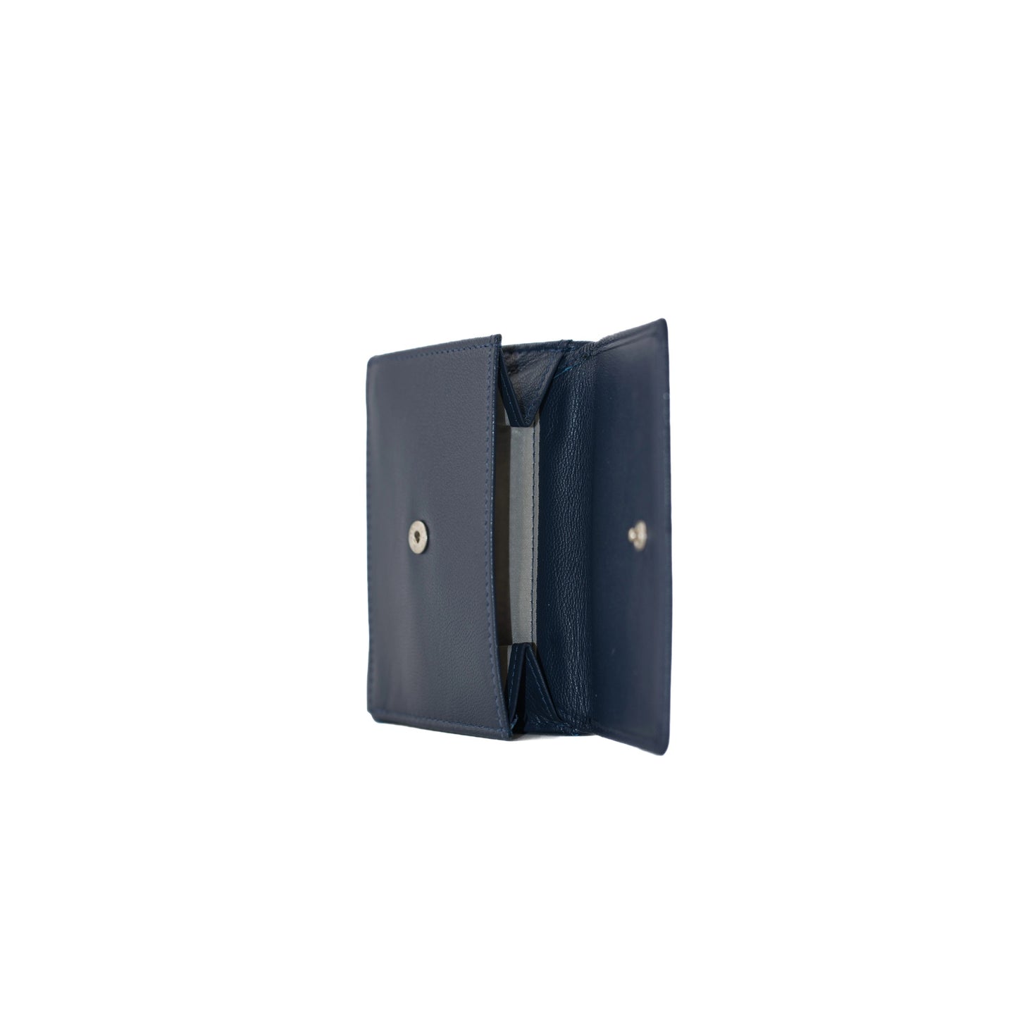 Kora Small Tri-Fold Leather Purse - Navy