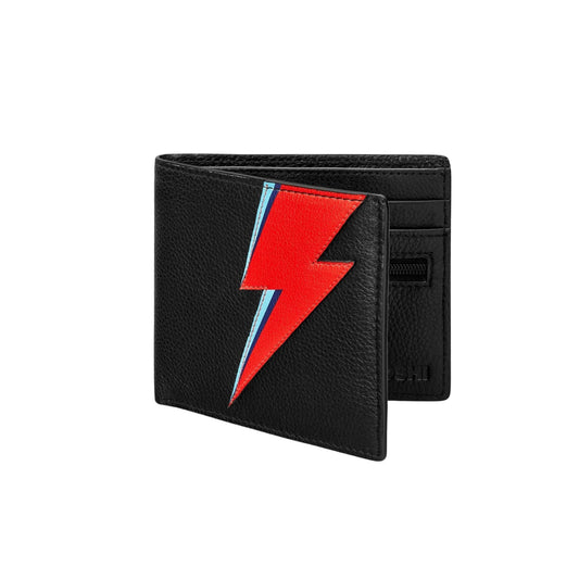 Lightening Bolt Men's Leather Wallet - Black