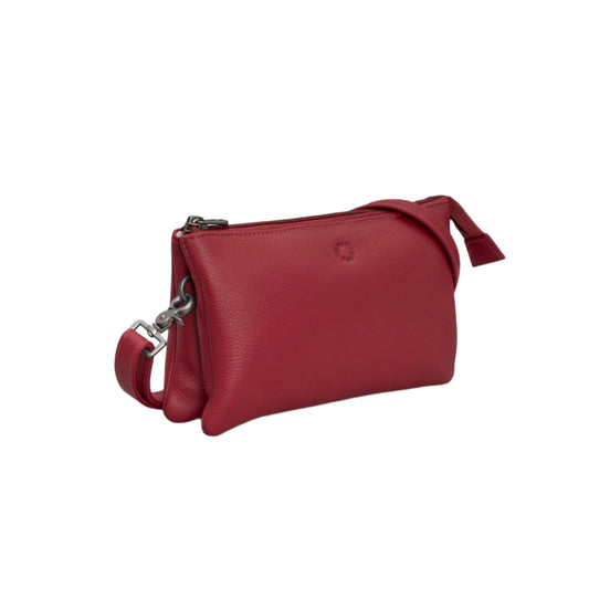Logan Leather Crossbody Bag - Cherry Red