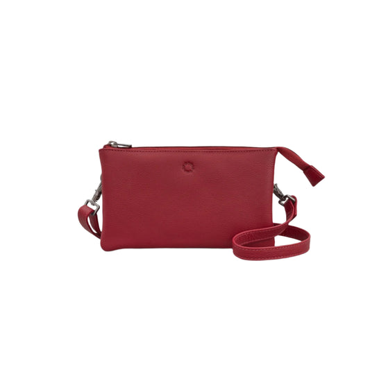 Logan Leather Crossbody Bag - Cherry Red