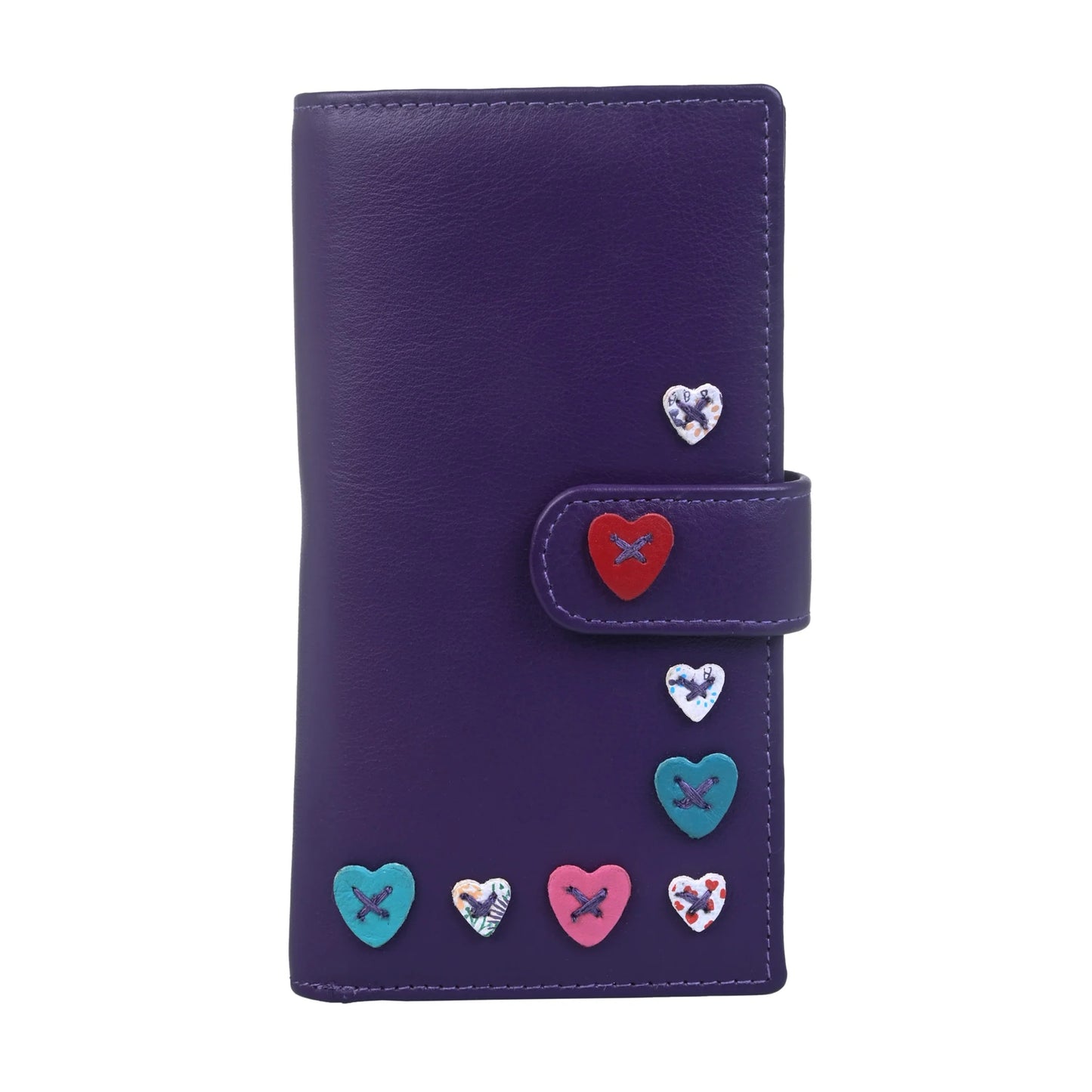 Lucy Large Tri Fold Leather Purse - Purple