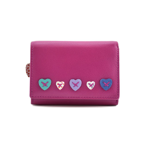 Lucy Tri-Fold Leather Purse - Pink