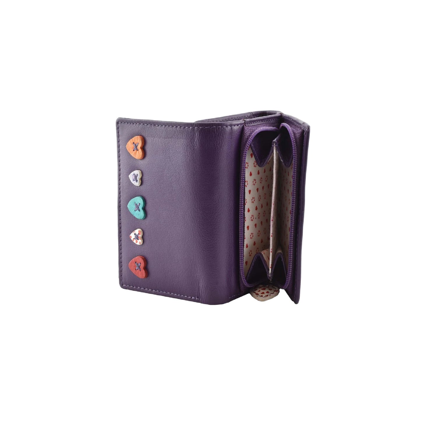 Lucy Tri-Fold Leather Purse - Purple