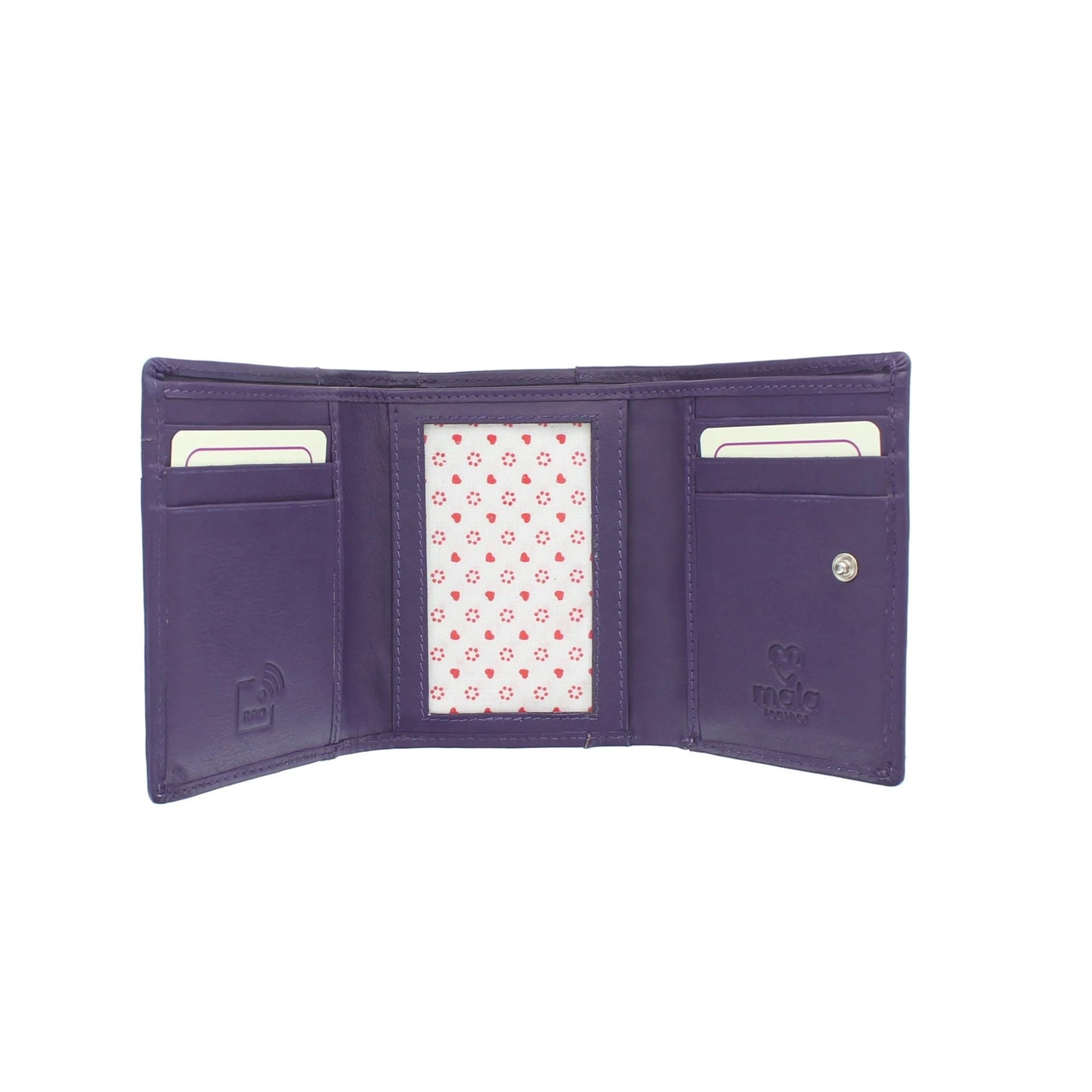 Lucy Tri-Fold Leather Purse - Purple