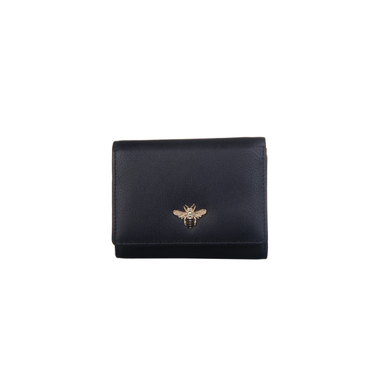 Mason Small Tri-Fold Leather Purse - Black