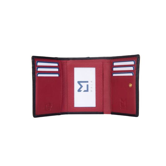 Mason Small Tri-Fold Leather Purse - Black