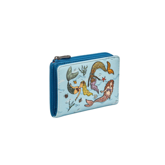 Mermaid's Dance Leather Flap Over Purse - Blue