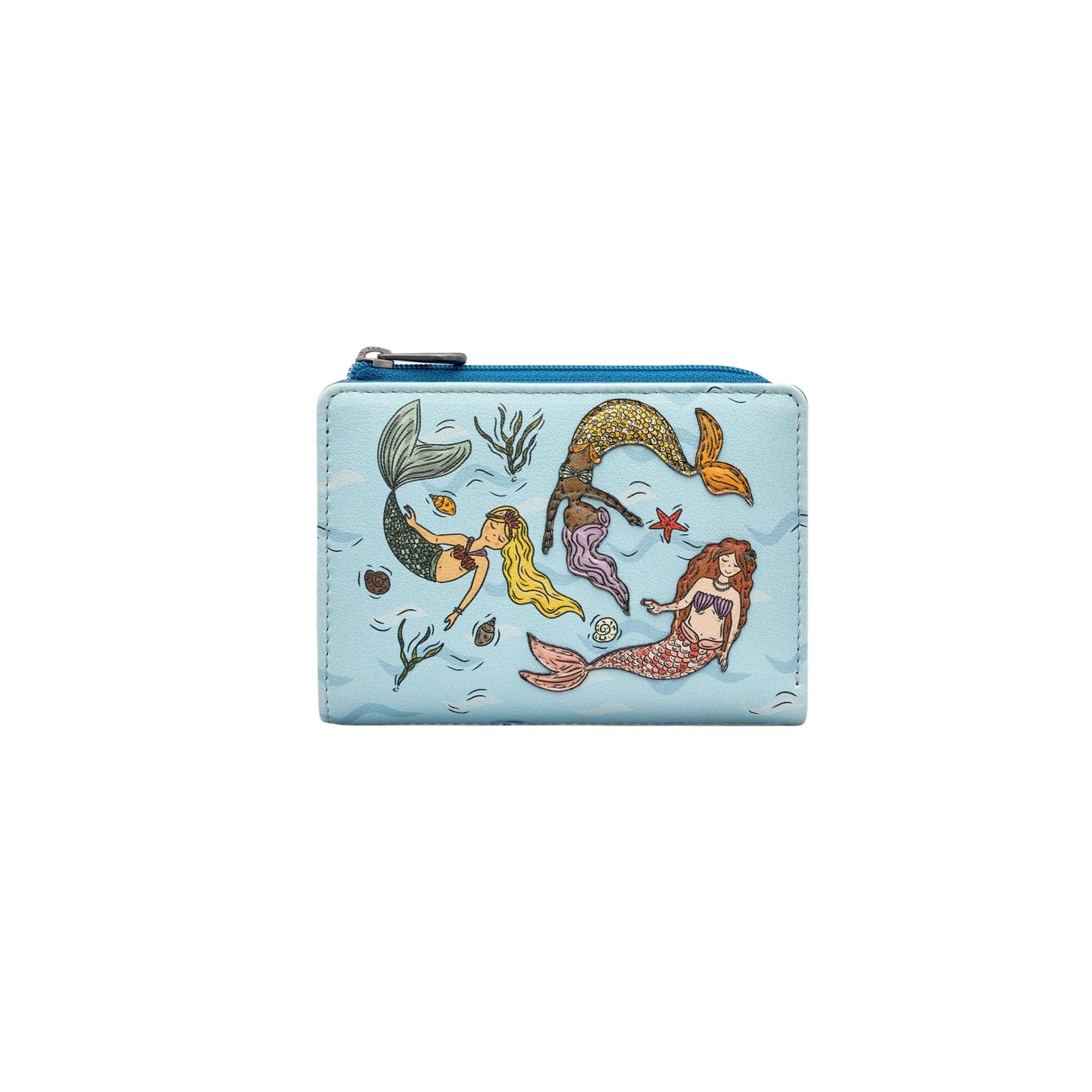Mermaid's Dance Leather Flap Over Purse - Blue