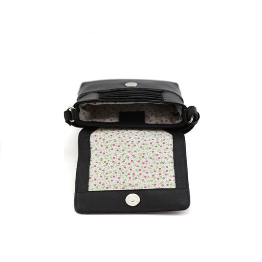 Midnight Cats Leather Cross Body - Black