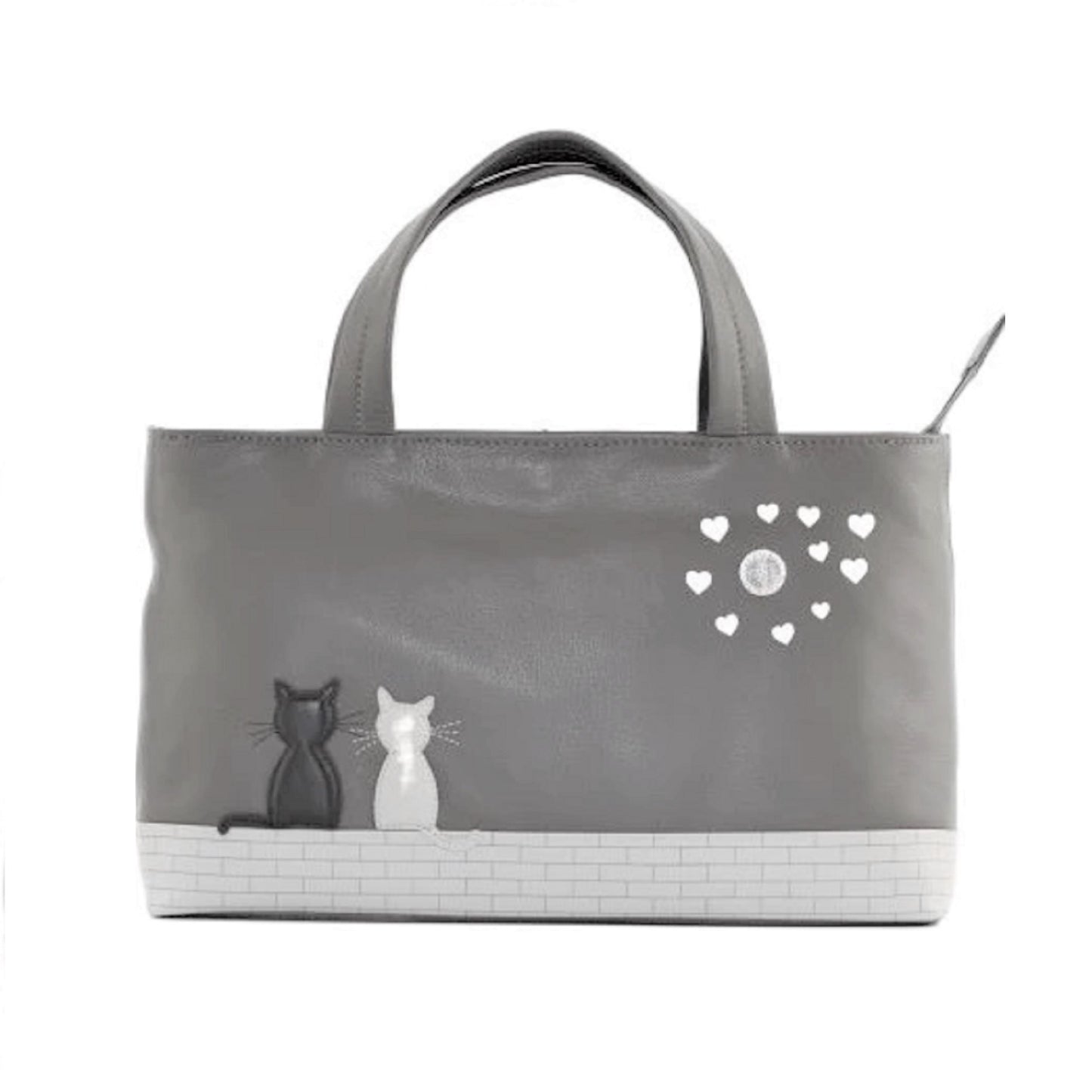 Midnight Cats Leather Grab Bag - Grey