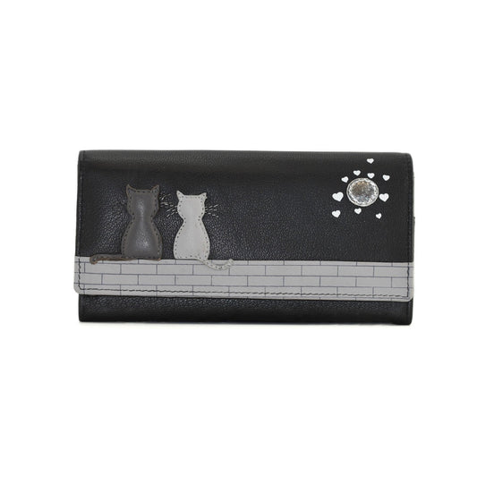 Midnight Cats Matinee Leather Wallet - Black