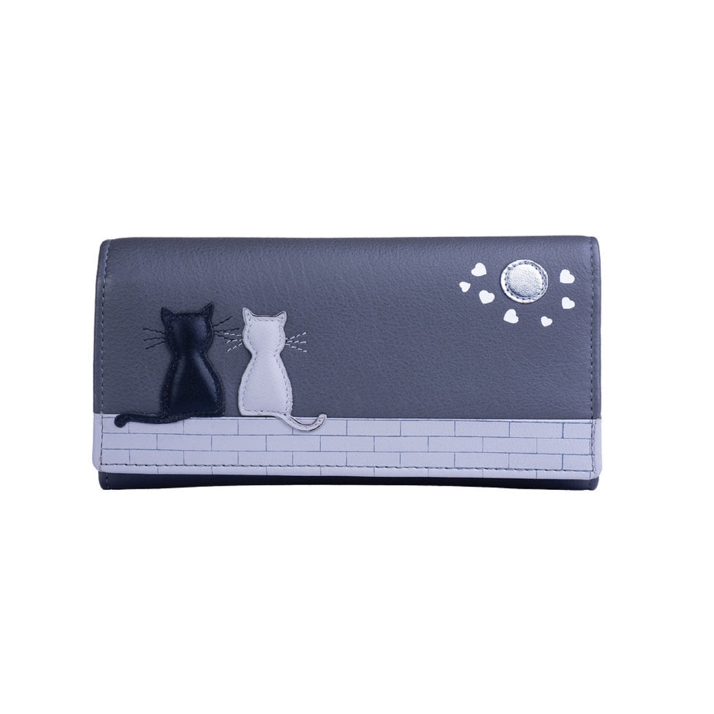 Midnight Cats Matinee Leather Wallet - Grey