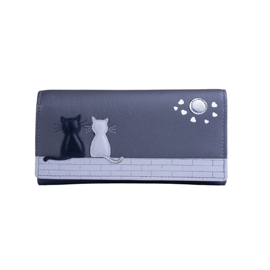 Midnight Cats Matinee Leather Wallet - Grey