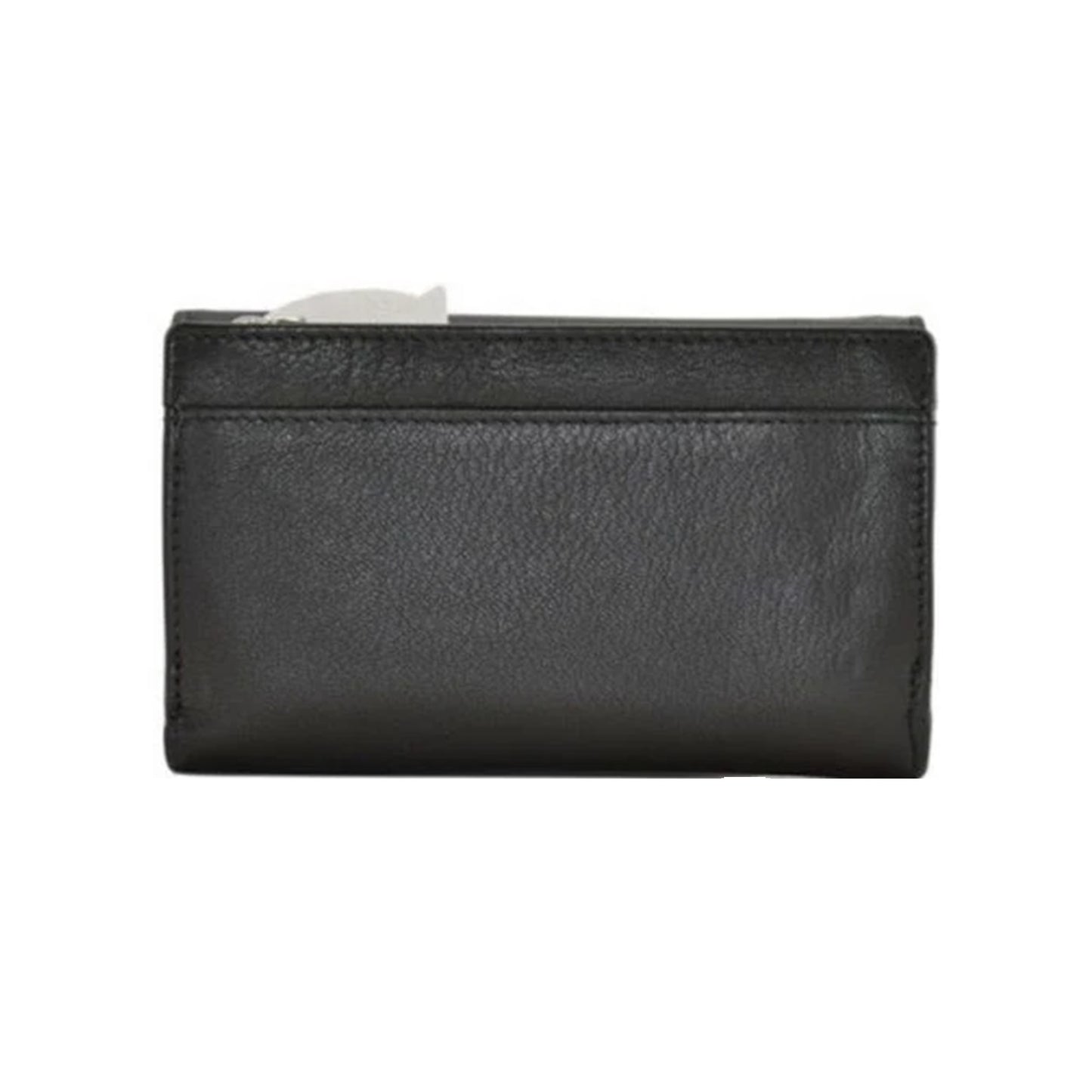 Midnight Cats Tri Fold Leather Purse - Black