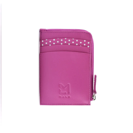 Moonflower Leather Card & Coin Bee Holder - Pink