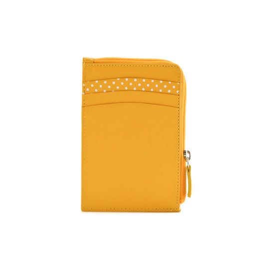 Moonflower Leather Card & Coin Bee Holder - Yellow