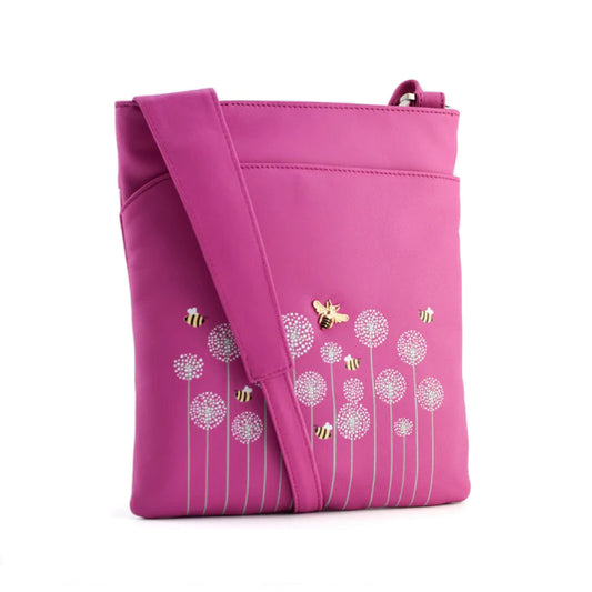 Moonflower Slim Leather Crossbody - Pink