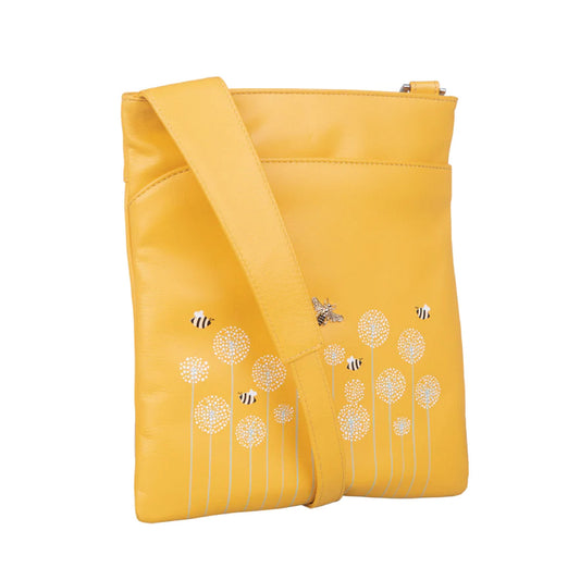 Moonflower Slim Leather Crossbody - Yellow