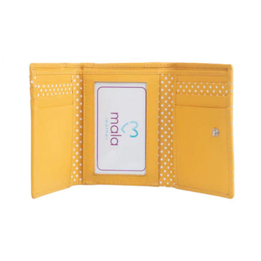 Moonflower Tri-Fold Leather Bee Purse - Yellow